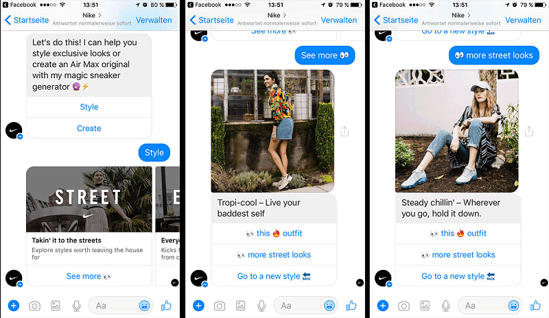 For example, Nike uses a chatbot to improve the product search.